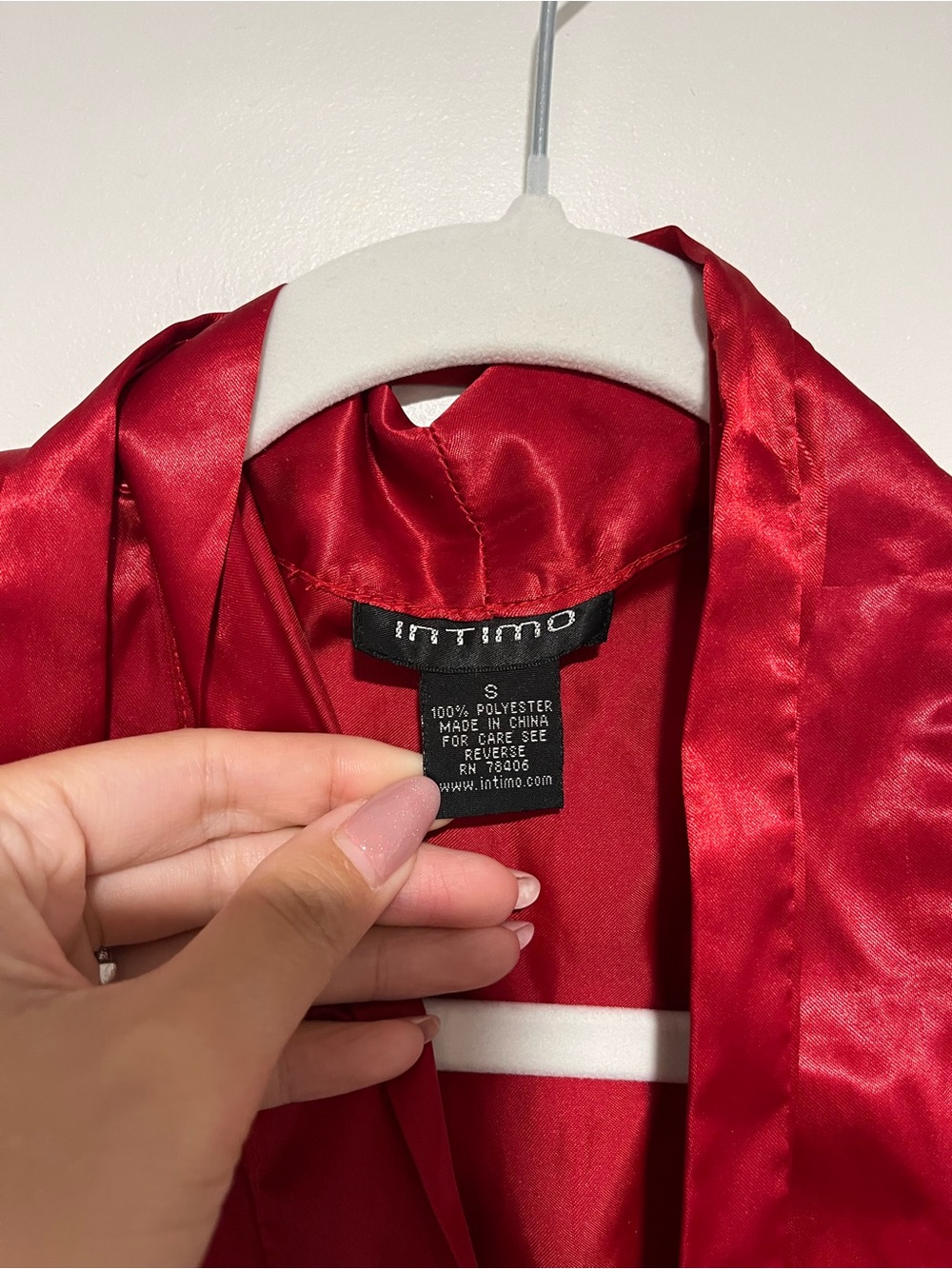 Intimo Satin Short Robe - Deep Red - Picture 2 of 6